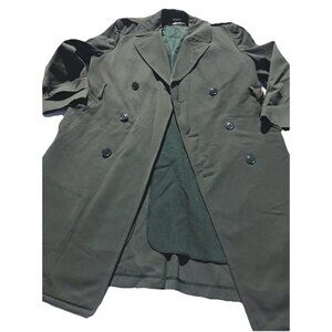 Vtg 60s US Army A Overcoat Trench Coat Vietnam War Green Wool Men’s 38 Military